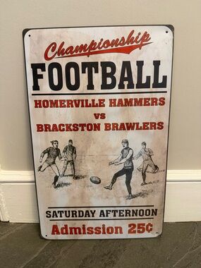 Vintage Style Football Metal Sign/Retro Sports Wall Decor
